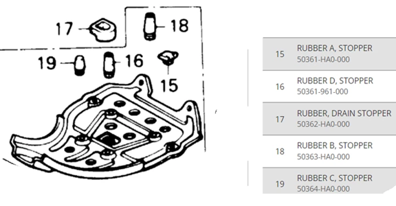 HONDA ATC250SX/ES SKID PLATE RUBBER STOPPERS KIT